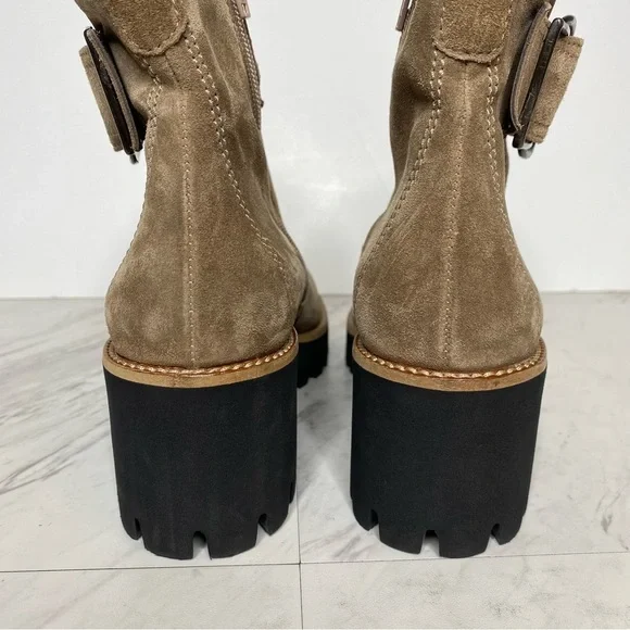 Paul Green Taupe Suede Buckle Lug Sole Boot 5 / 7.5 - Picture 4 of 16